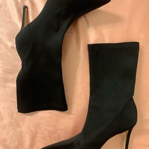 Black Stretch Sock Booties with Stiletto Heel